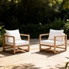 Outdoor Lounge Chair with White Cushions, Acacia Wood Club Chair with Oversized Seat, Patio Lounge Chair for Porch Balcony Deck-Coolbibila - 2 of 4