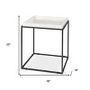 HomeRoots 20" White and Black Marble and Metal Square Frame End Table - 3 of 4
