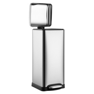 8 Gallon Trash Can, Stainless Steel Kitchen Waste Bin, 30L High-Capacity Hands Free Garbage Can Heavy Duty Brushed for Home Kitchen Bathroom - 1 of 4