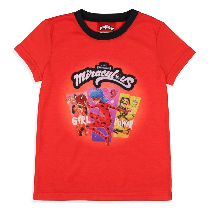 Miraculous: Tales of Ladybug & Cat Noir Girls' Sleep Pajama Set Shorts Red, 2 of 7