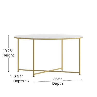 Hampstead Matte Gold and White Round Wood & Metal Coffee Table