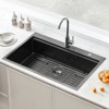 VEVOR 33 inch Kitchen Sink Workstation, 304 Stainless Steel Top Mount Sinks, Drop-In Single Bowl Farmhouse Basin with Ledge, (Black) - 2 of 4