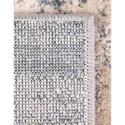 Soothing Gray Abstract Octagon Rug with Easy-Care Synthetic Fibers