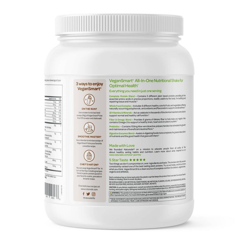Naturade VeganSmart All-In-One Plant Based Nutritional Shake - Chocolate - 24.3oz, 3 of 10