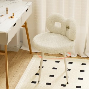 Artificial Wool Vanity Chair with Cute Bow Backrest for Bedroom - 1 of 4