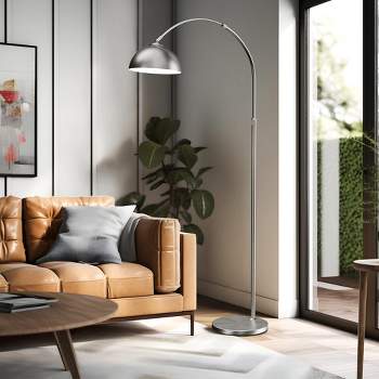 60" Arc Floor Lamp,Arched Shaped Floor Lamp With Two Tone Finished Of Matte Black And Gold,Arched Metal Floor Lamp with Chimney Shade-The Pop Home