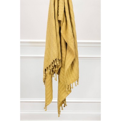 50"x60" Textured Striped Throw Blanket Yellow - Rizzy Home