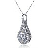 Guili Rhodium Plated Sterling Silver Round Bezel Pendant with Sparkling CZ, Dazzling Look for Day & Night Wear - 2 of 4