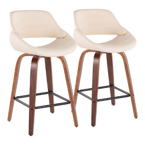 Mid-Century Modern Counter Stool with 360¡ã Swivel, Curved Back and Padded Seat (Set of 2) for Kitchen or Counter Area - 1 of 4