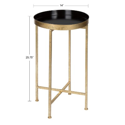 Celia Black and Gold Round Metal Foldable Tray Table