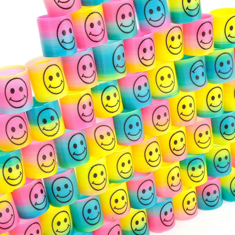 Insten 72 Pack Mini Emoji Rainbow Springs, Retro Toys Party Favors, 5 of 9