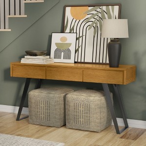 Modern Industrial Console Table with 3 Drawers, Sturdy Metal Legs and Durable Design - 1 of 4