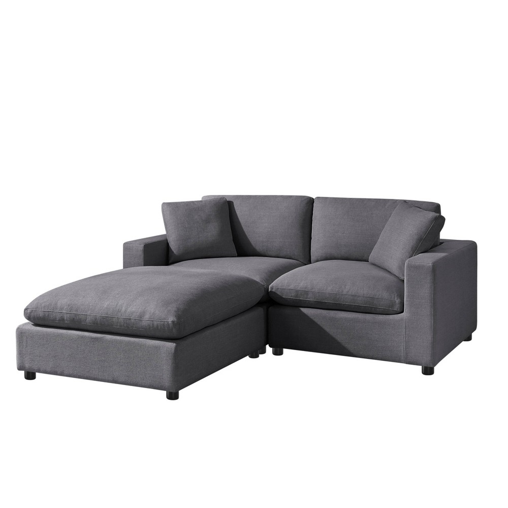 Comfort Pointe 3pc Casella Modular Chofa Sectional Charcoal Fabric