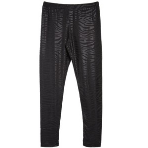 Memoi Girls' Vegan Leather Zebra Comfort Stretch Leggings Black 2-4 - 1 of 2
