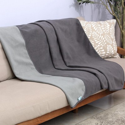 Gray Reversible Waterproof Microfleece Dog Blanket