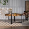 33.46"Retro drawing technology Splicing Round Coffee Table,Fir Wood Table Top with Cross Legs Base - 3 of 4