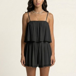 green emerald velvet dress Celeb Sighting Romper In Black main image 0