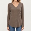 Anna-Kaci Women's Long Sleeve V-Neck Knit Top with Curved Hem and Relaxed Fit - 3 of 4