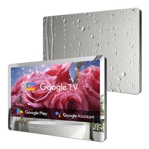 SYLVOX 19" Bathroom TV, 1080P Smart Mirror TV,  500Nits Newest Google TV Support Google Assistant, IP65 Waterproof TV for Bathroom Shower (Wall Mount) - 1 of 4