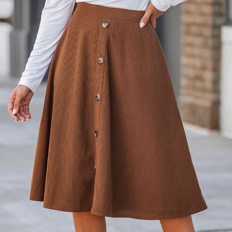 Women's High Waist Button-Front Skirt - Cupshe, 3 of 8