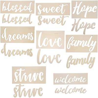 Genie Crafts 8PCS Wood Word Stencil Templates for Arts Crafts Painting Signs Home Decorations
