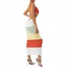 Clotth Womens Temperament Knitted Dress, Leisure Style Striped/Solid Color U-Neck Waist Hollow Sleeveless Backless Tie Up Long Skirt - 2 of 4