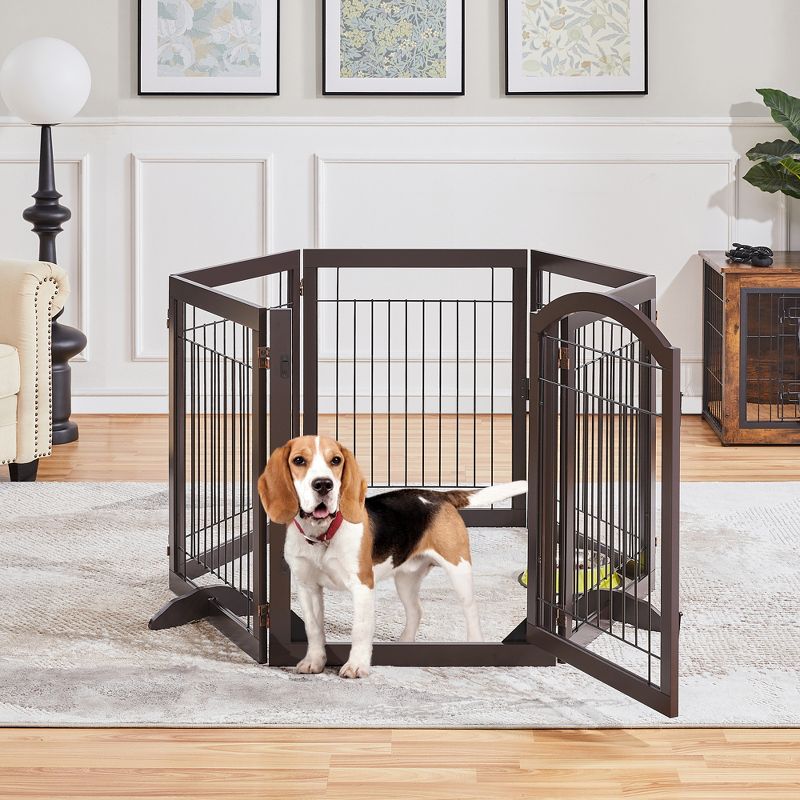 Yaheetech 34" Height Tall Pet Gate with Wood and Wire for Doorway, 3 of 11