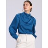 Allegra K Women's Satin Mock Neck Pleated Puff Sleeve Blouse - 2 of 4