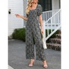 Whizmax Women's Summer Smocked Jumpsuits Casual Square Neck Short Sleeve High Waist Wide Leg Rompers with Pockets - 4 of 4