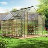 Outdoor 8x12 FT Greenhouse, Heavy Duty Polycarbonate Greenhouse, Greenhouse with Aluminum Frame and Roof Vent-Coolbibila - 3 of 4
