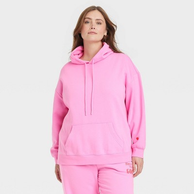 Women's Leisure Studio Graphic Hoodie Pullover Sweatshirt - Universal Thread™ Pink XXL