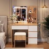 Vanity Desk with LED Mirror, Makeup Vanity Desk with 4 Drawers,Power Outlets and Storage Stool for Bedroom - 3 of 4