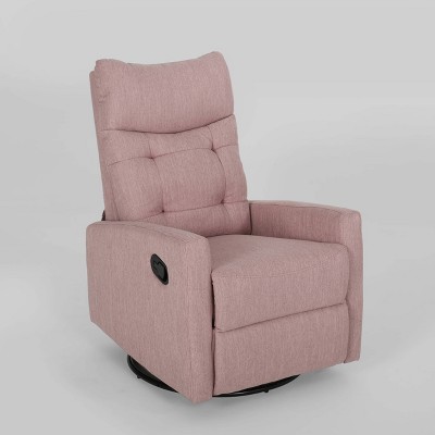 Ishtar Light Blush & Black Wood Swivel Glider Pushback Recliner