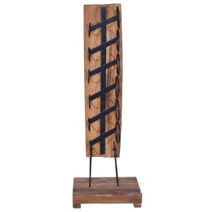 vidaXL Wine Rack for 6 Bottles 13.8"x13.8"x39.4" Solid Teak Wood - 1 of 4