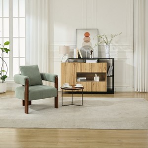 SEYNAR Modern Teddy Upholstered Fabric Round Armchair with pillow - 1 of 4