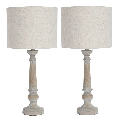 2pk Greige Oak Lamps Oak - Decor Therapy