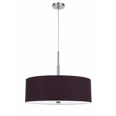 Cal 60W x 4 Lonoke Pendant Fixture with hardback Drum Shade, Plum, 22.00x24.00x24.00 (FX-3744-PUR)