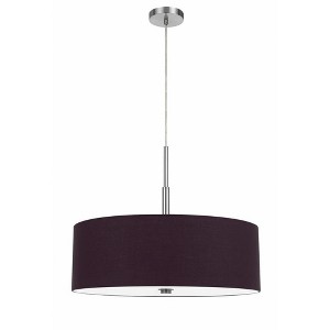 Cal 60W x 4 Lonoke Pendant Fixture with hardback Drum Shade, Plum, 22.00x24.00x24.00 (FX-3744-PUR) - 1 of 4