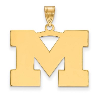 Black Bow Jewelry 10k Yellow Gold Michigan Wolverines NCAA Large Pendant