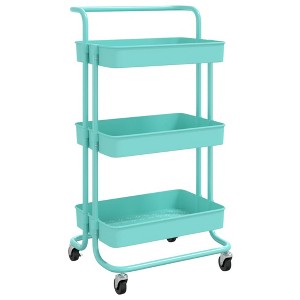CLIHOME 33.5 in. H 3 Tiers Metal Foldable Rolling Utility Cart Kitchen Trolley - 1 of 4