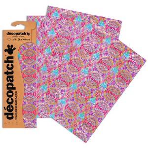 Decopatch Papers - Pack of 3 sheets - 11 3/4 x 15 3/4 - Red/Blue Ornamental - 1 of 4