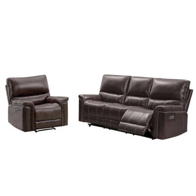 Cara Power Sofa And Recliner Brown, Brisco Leather Sofa