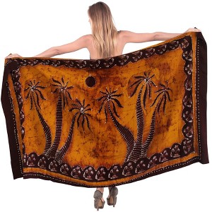 LA LEELA Women's Beachwear Summer Pareo Batik Bikini Beach Wraps Dashiki Sarong Swim Cover Up Swimwear Swimsuit Coverups for Women One Size Brown,Tree - 1 of 4