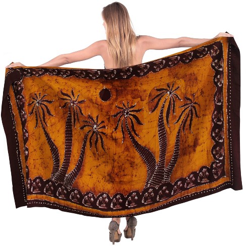 LA LEELA Women's Beachwear Summer Pareo Batik Bikini Beach Wraps Dashiki Sarong Swim Cover Up Swimwear Swimsuit Coverups for Women One Size Brown,Tree - image 1 of 4