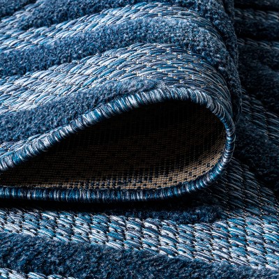 Navy Diamond Flat Woven Indoor/Outdoor Area Rug