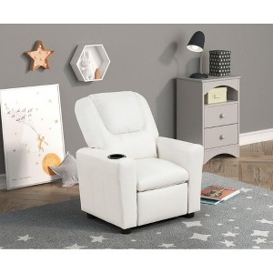 HOMLUX 22"W PU Leather Kids Recliner Chair with Cup Holder - 1 of 3