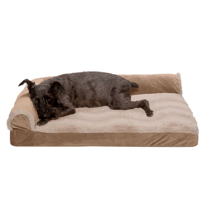 FurHaven Wave Fur & Velvet Deluxe Chaise Lounge Orthopedic Sofa-Style Dog Bed, 1 of 4
