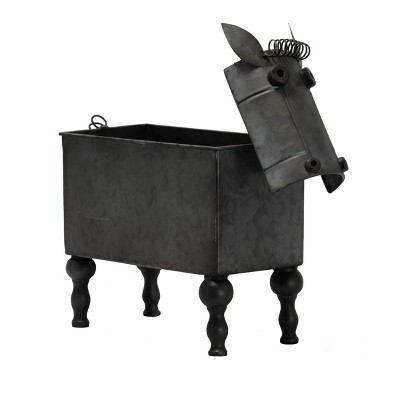 Black Galvanized Decorative Cow Storage Bin - Foreside Home & Garden