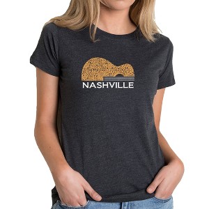 LA Pop Art Nashville Guitar - Women's Premium Blend Word Art T-Shirt - 1 of 4