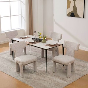 Dolonm Set of 2 Chenille Upholstered Dining Chair with Solid Wood Frame ,Geometric Backrest for Kitchen, Dining Room - 1 of 4